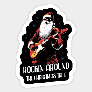 Christmas Guitar Gift Santa Claus Guitarist Funny Guitar Sticker